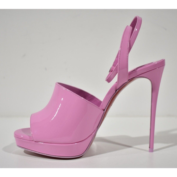 Christian Louboutin Miradona 120 Pink Patent Ankle Strap Sandal Heel Pump 38 - Picture 8 of 11